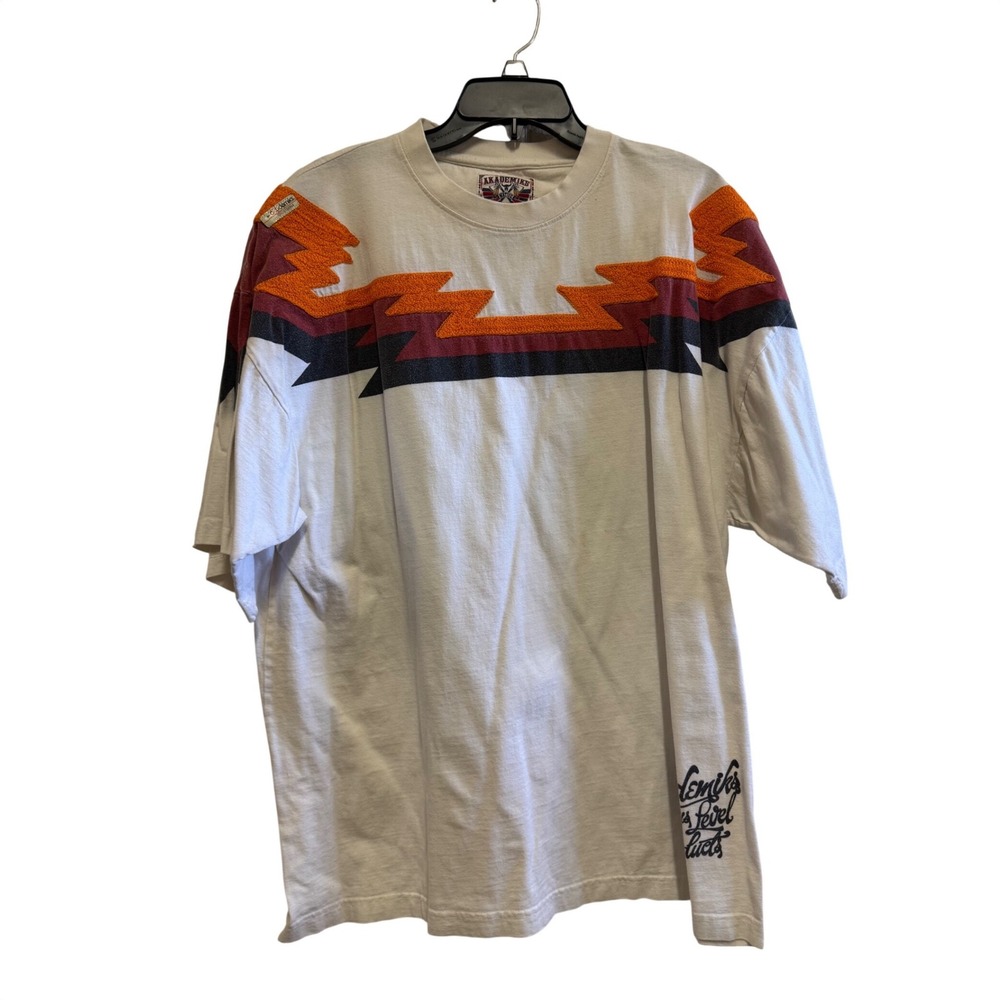 Akademiks Native Warriors Embroidered T-Shirt White Mens 2XL Streetwear Tee‎ Y2K